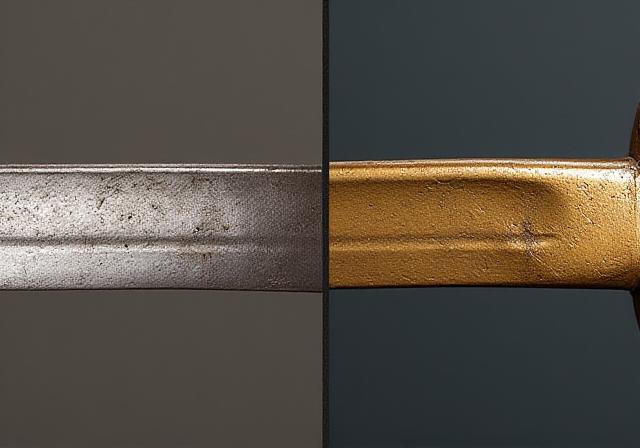 Before and after shot of a restored 19th-century dueling saber.