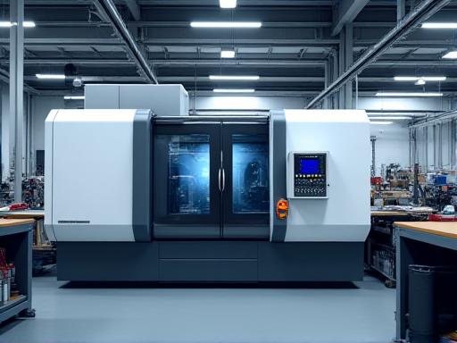 A modern CNC machine in a clean, well-lit workshop.