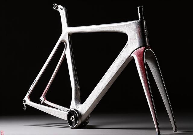 A custom titanium bicycle frame with details inspired by a samurai sword.