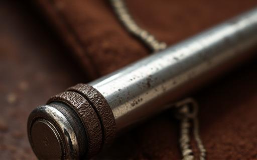 A restored vintage fencing foil handle, gleaming like new.